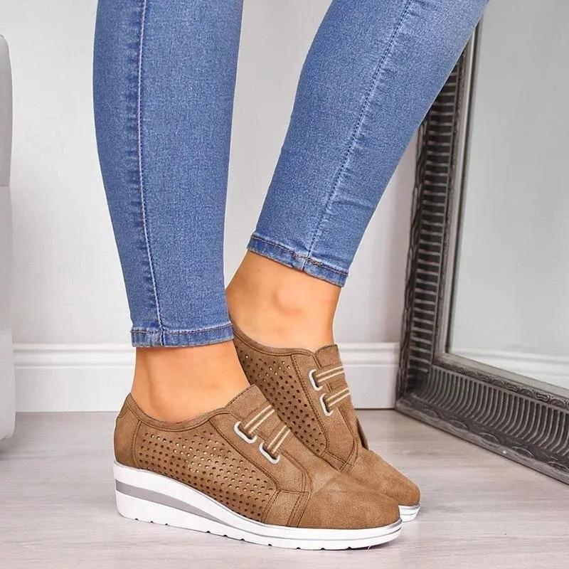 2020 Flock New High Heel Lady Casual Women Sneakers Leisure Platform Shoes Breathable Height Increasing Shoes Women Flats