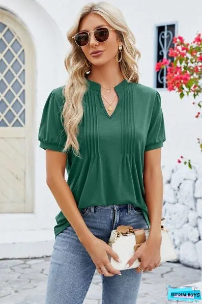Notched Short Sleeve T-Shirt