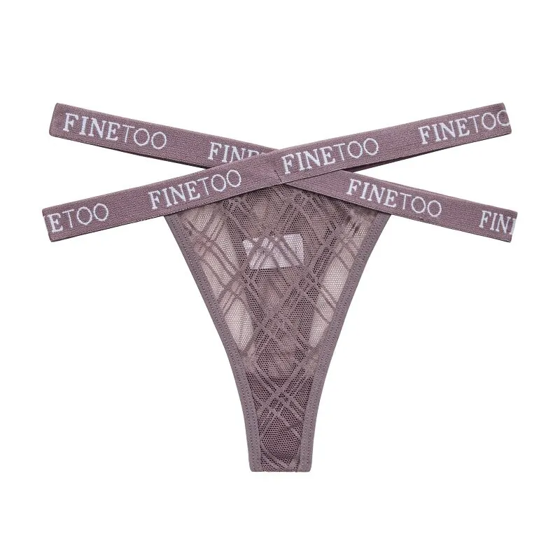 Billionm Sexy Underwear for Women Perspective Breathable Thong Cross Waistband Show Waist Pantys Female Mesh Intimates Lingerie