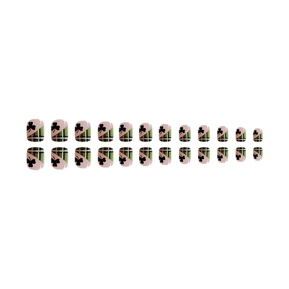 Churchf Churchf Nail Patch St. Patrick's Grid Shamrock Short Square Wearing Armor Removable Nail Patch