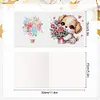 (US Local)6Pcs Flower Puppy Diamond Painting Greeting Card Diamond Handmade Card