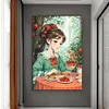 >SALE<Full Embroidery Eco-cotton Thread 11CT Printed Girl Cross Stitch Kit 50x75cm