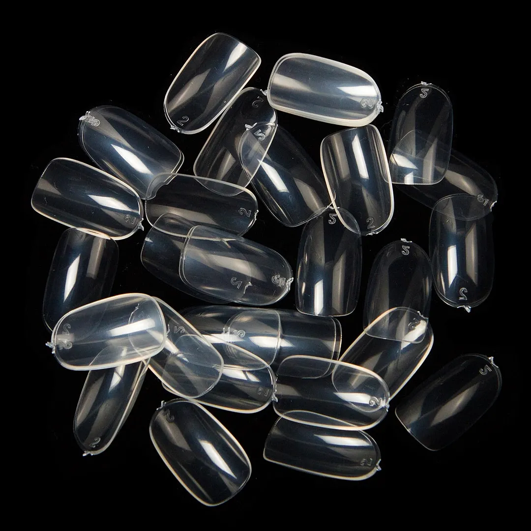 600pcs/bag Short Rounded False Nail Tips Full Cover 3 Colors 2 Bags Of Size 4 and Size 5 For Salon Round Manicure Fake Nail Tips-Nail Inspo