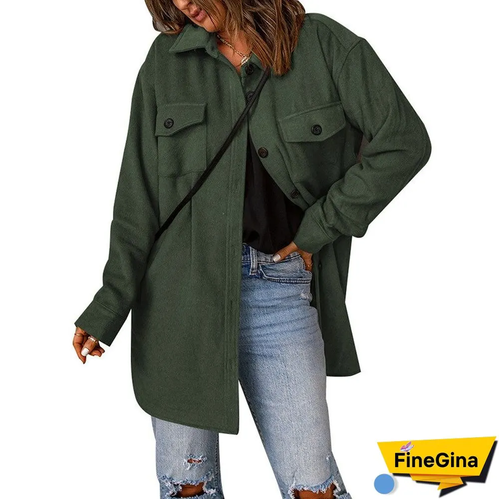 Fashion Corduroy Coat Women's Winter New Solid Color Single-breasted Casual Lapel Woolen Coat Women