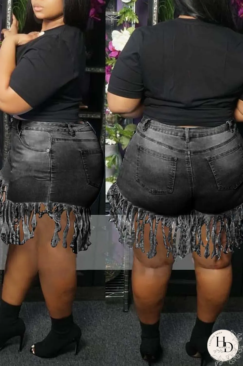 Blue Polyester Fashion Casual tassel Plus Size