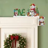(US Local)Wooden Christmas Snowman Diamond Painting Door Topper Decor for Party Ornament