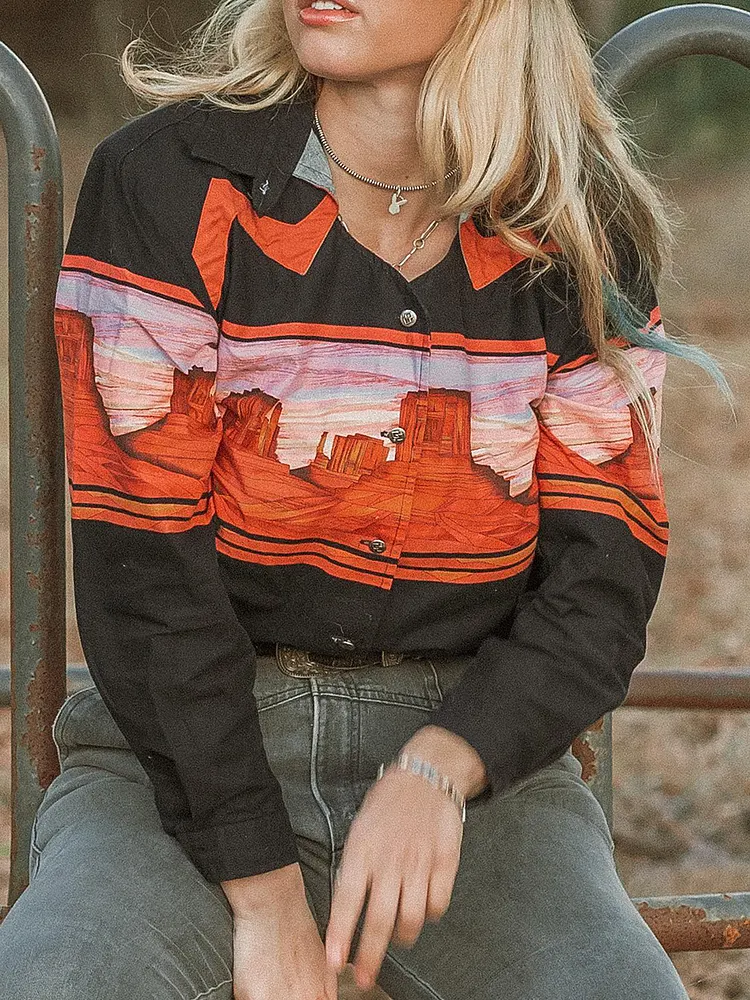 Elegant Black & Red Print Shirt