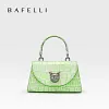 BAFELLI 2024 WOMEN'S NEW BAG ORIGINAL DESIGNER LUXURY BRAND CAT CASUAL STYLE TREND PURSE CROCODILE LEATHER HANDBAGS