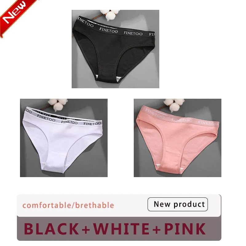 3PCS/Set Cotton Underwear For Woman Sexy Letter Panties Underpants Female M-XL Briefs Intimates Lingerie 6 Solid Color Pantys