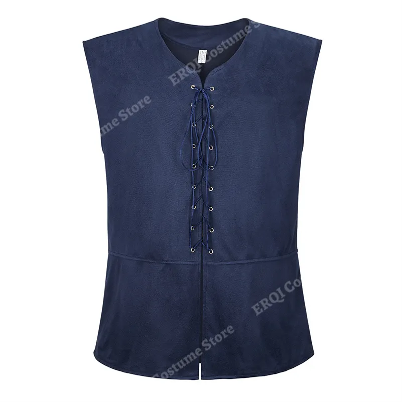 Billionm Vest Faux Leather Medieval Waistcoat for Men Cosplay Chevalier Costume Plus Size Renaissance Vest Brown Black Blue