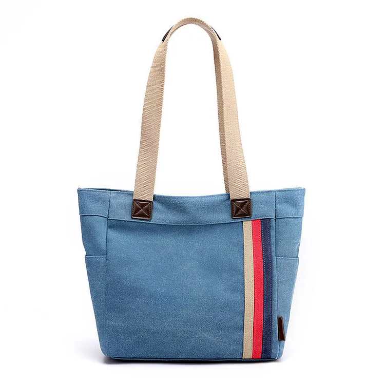 The Teacher Tote Women's Bag Striped Women's Large Bag Winter Fashion Simple Large Capacity Women's Tote Handbag Canvas Bag
