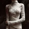 Women's Halloween Body Organ Muscle Print Round Neck Loose Sweatshirt