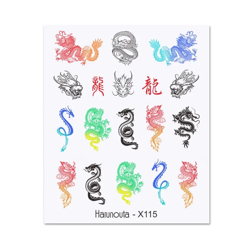 Harunouta Cool Geometry Pattern Water Decals Stickers Christmas Snowflakes Slider For Nails Valentine's Day Nail Art Decoration
