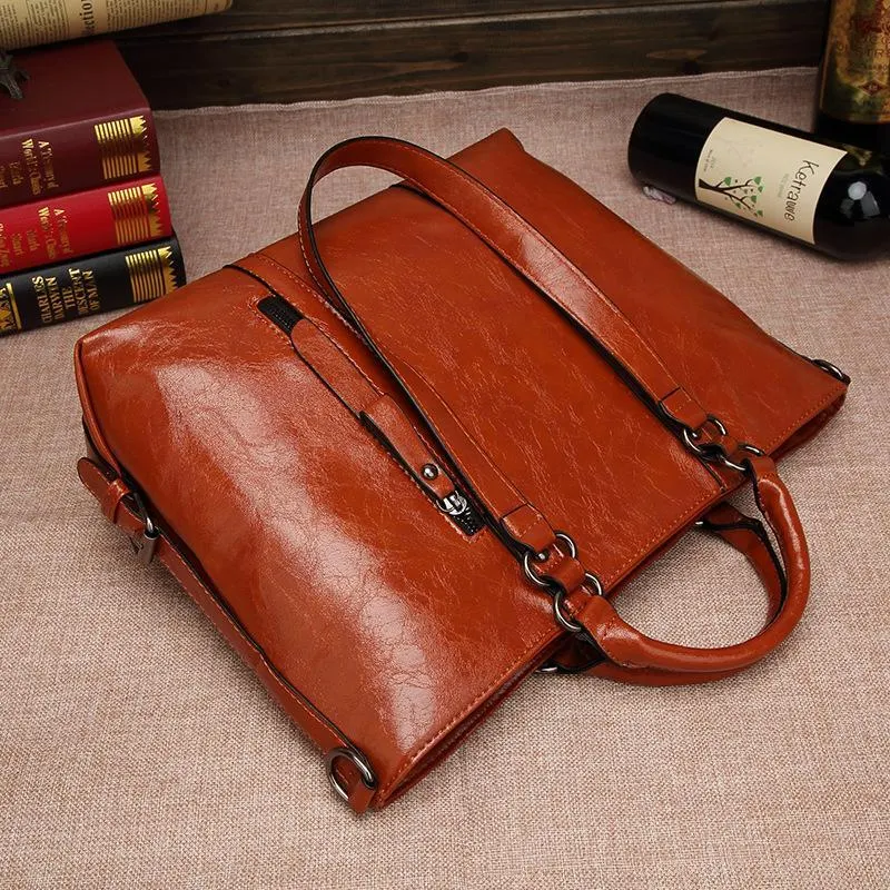 Vintage Oil Wax Locomotive Bag Women's Bag Fashion Ladies Shoulder Bag