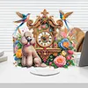 (US Local)Acrylic Special Shape Flower Bird Diamond Painting Clock Ornaments Kit