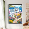 (Big Size)Colorful Houses On The Coast - 14CT Stamped Cross Stitch - 40*60cm - Landscape