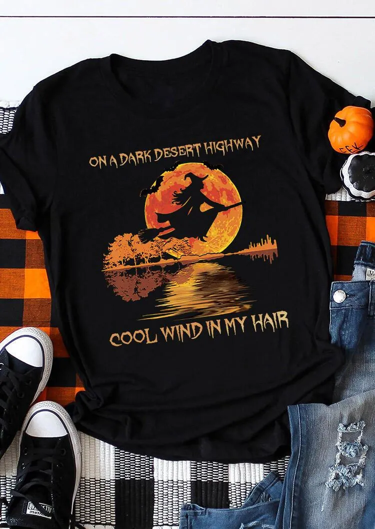 Halloween On A Dark Desert Highway Witch T-Shirt