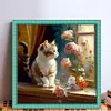 Cats And Flowers On Windowsill- 18CT Stamped Cross Stitch 30*30cm/11.81*11.81in