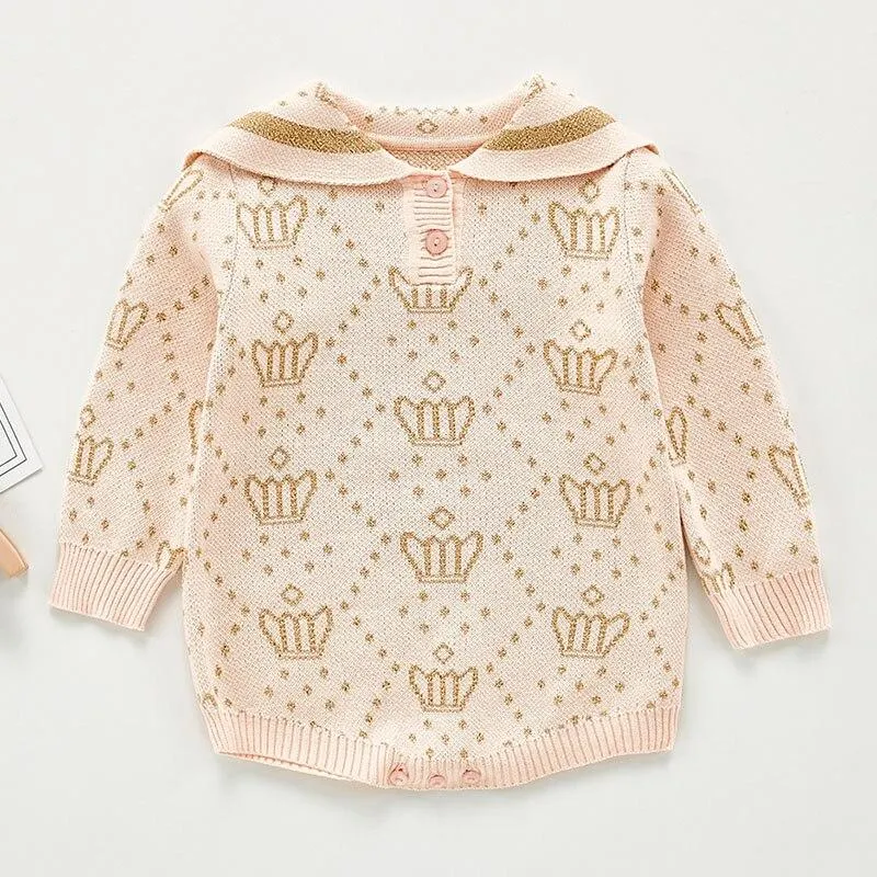 Spring Baby Girl Rompers Girl Long Sleeves Knit Sunflower Embroider Rompers Autumn Baby Girl Newborn Rompers Clothes