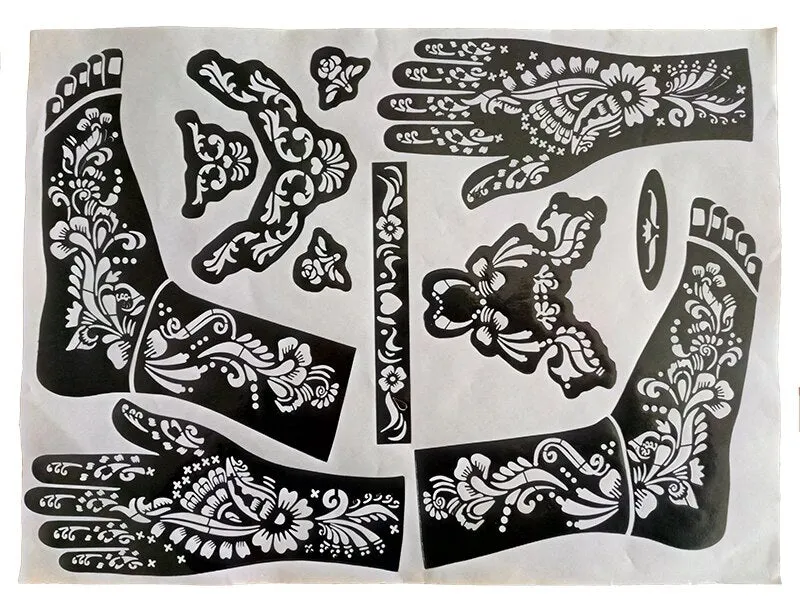 1 piece bih Temporary Tattoo Stencil Henna tatoo paste 24models Template professional 2018 new Painting Kit supplies sexy paint