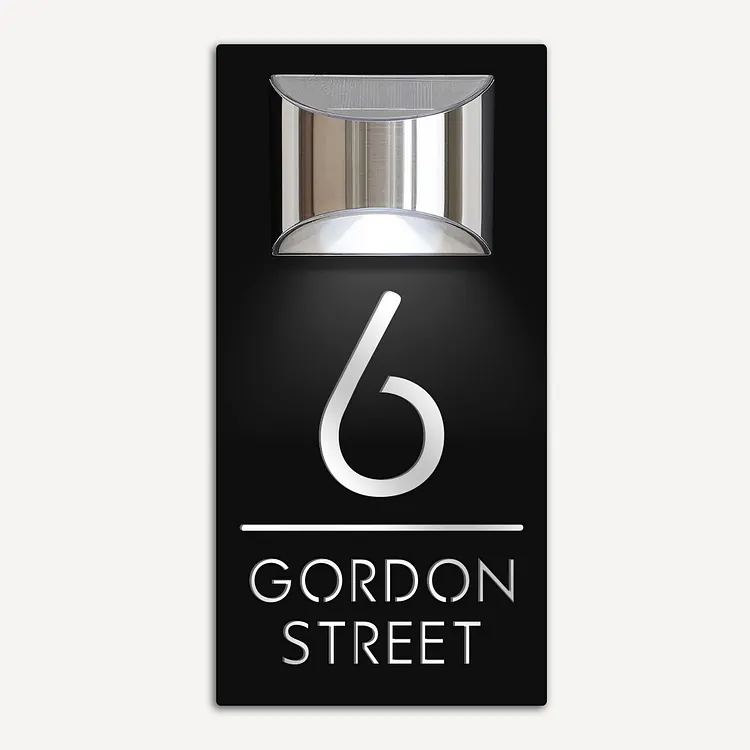 Custom Solar Door Number Plaque - LED Lighted Waterproof House Address Sign