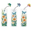 (US Local)3Pcs Special Shape Daisy Butterfly 5D DIY Diamond Painting Bookmark with Pendant Craft Kit