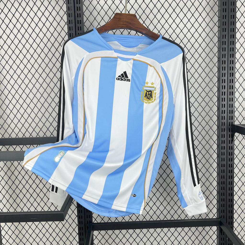 2006 Retro Long Sleeve Argentina Home Football Shirt 1:1 Thai Quality Maxi Kit