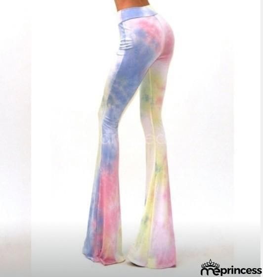 Colorful printed high waist pants