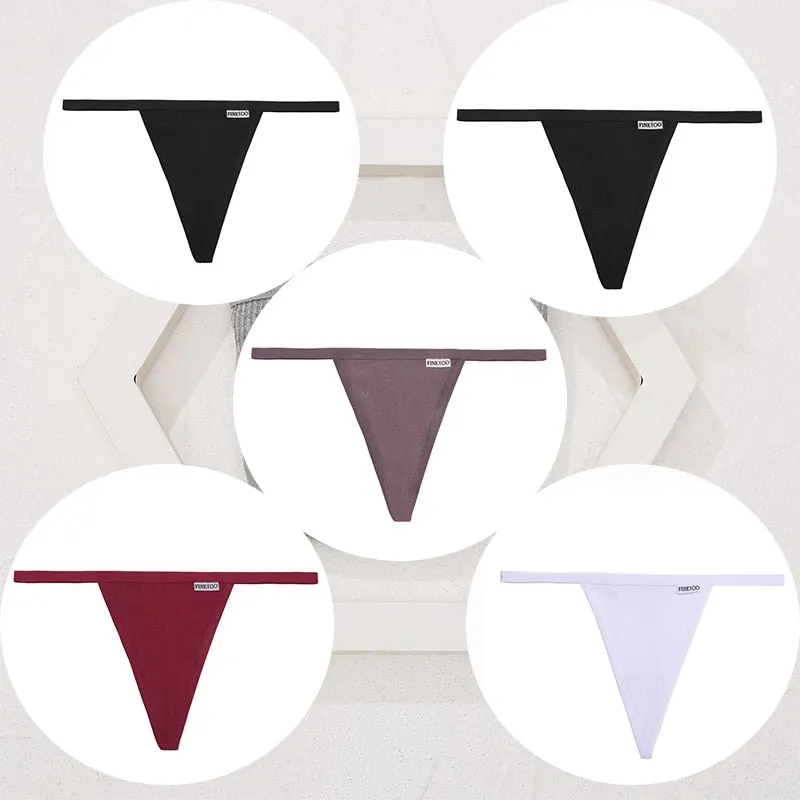FINETOO 5PCS/Set Sexy G-string M-XL Cotton Girls Panties Women's Pantys Female Underpant Ladies Thong Lingerie Bikini Underwear