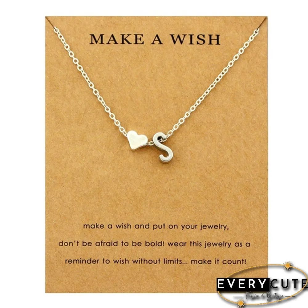 Fashion 26 Letters Sweater Chain Necklace Tiny Love Heart Pendants for Women Collier Lovers Gift Choker Necklace Pendant Gifts Jewelry Friendship Gifts