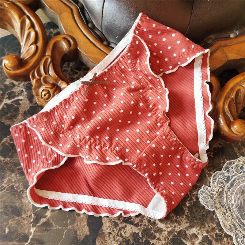 2021 Women's Cotton Underwear Sexy Lace Panties Fashion Bow  Briefs Low Waist Seamless Dot Underpants Female Lingerie Cute