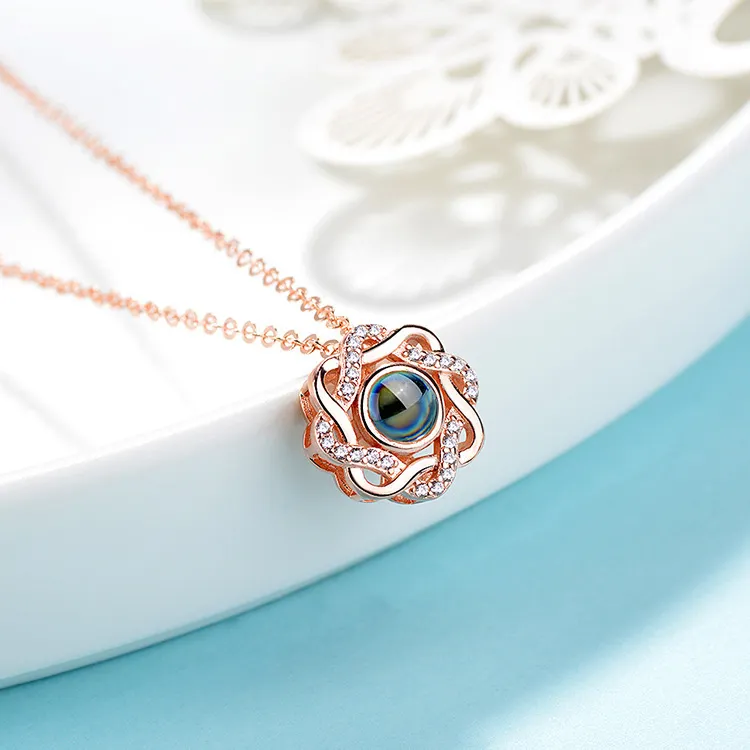 Personalized Heart Photo Necklace Love, Heart-shaped Petals Freee Shipping