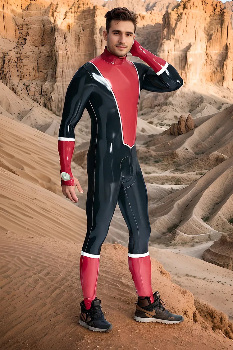 Men Latex Catsuits Baseball Look Sportswear