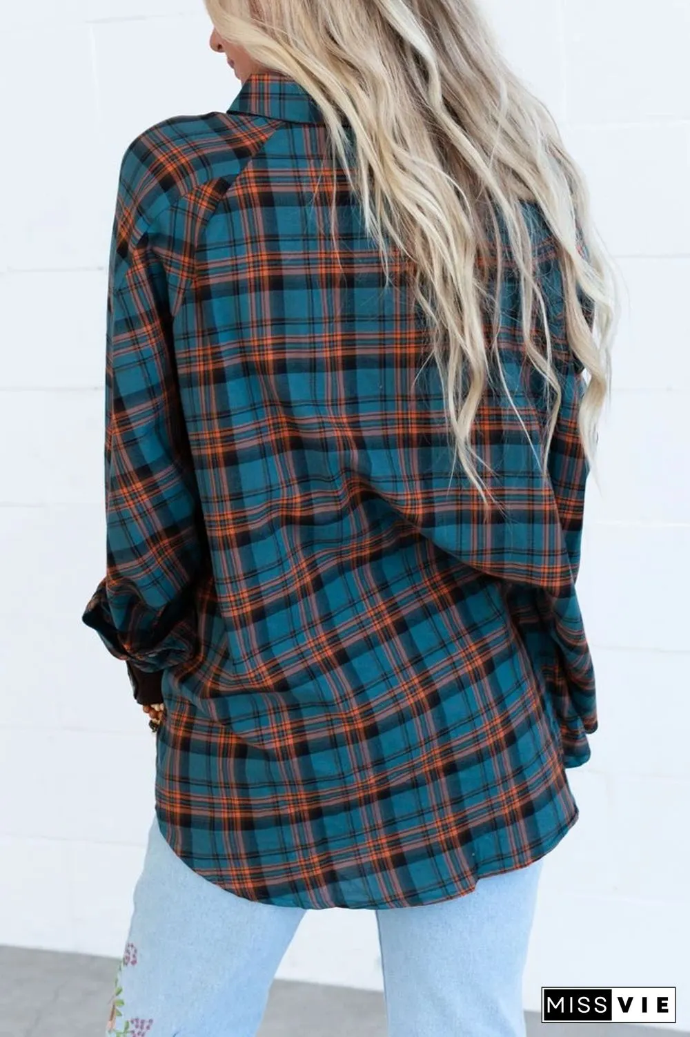Casual Colorful Plaid Lapel Blouse