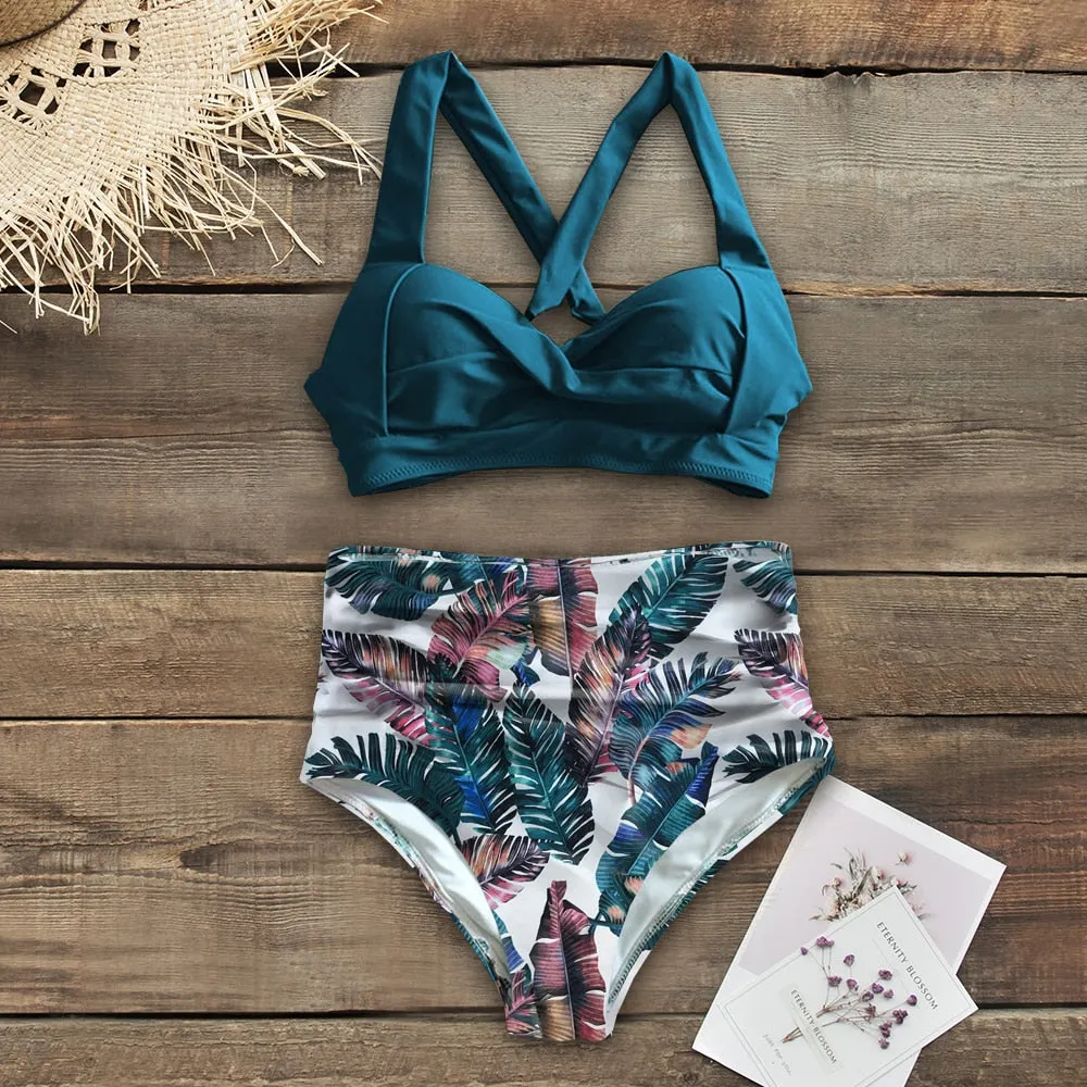 Sexy High Waist Bikinis 2022 New Halter Swimwear Women Swimsuit Female Bikini Set Print Bodysuit Bathing Suit Summer Biquini XXL