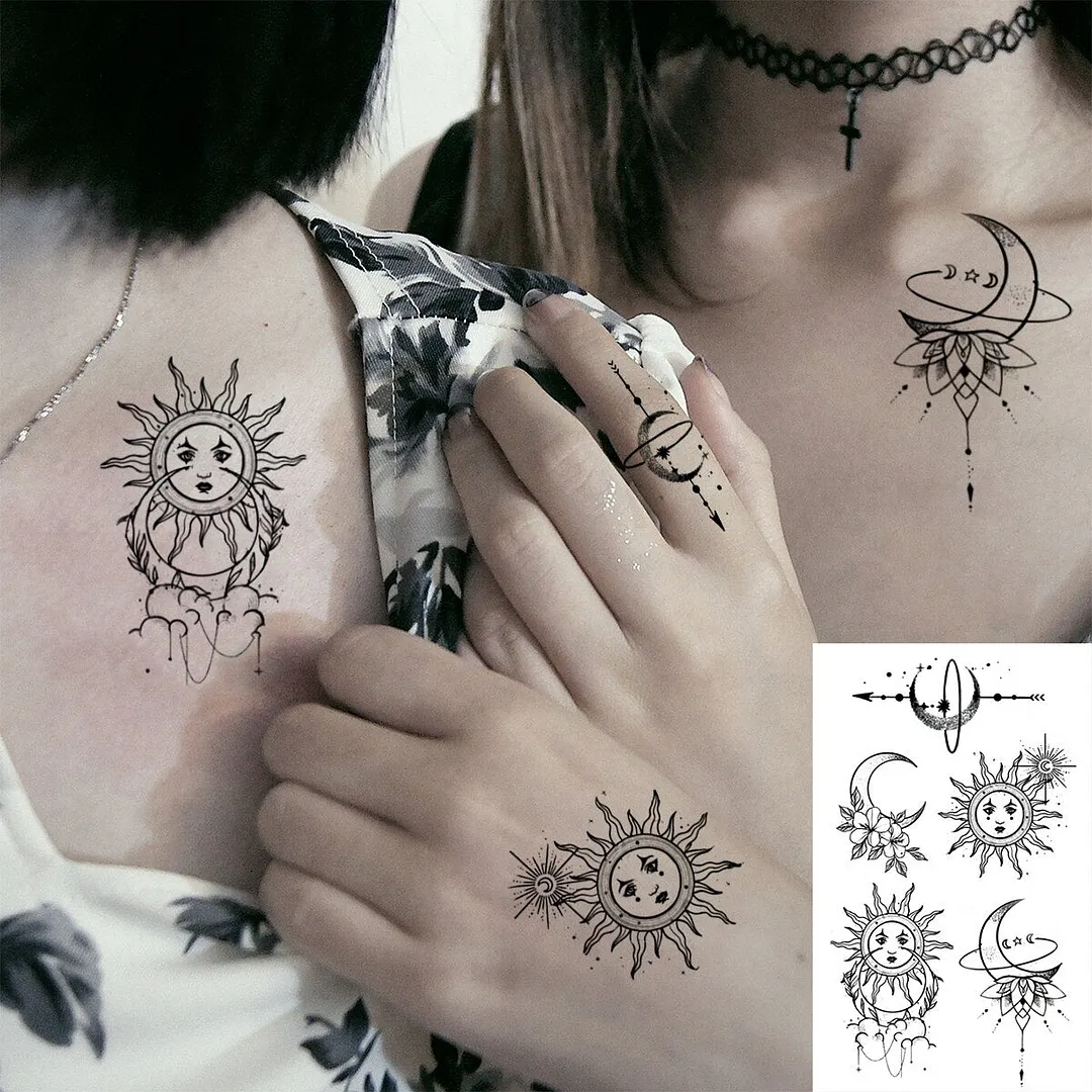Lotus Mandala Flower Deer Sexy Temporary Tattoos For Women Neck Back Adult Geometric Tribe Fake Tattoo Body Art Waterproof Tatoo