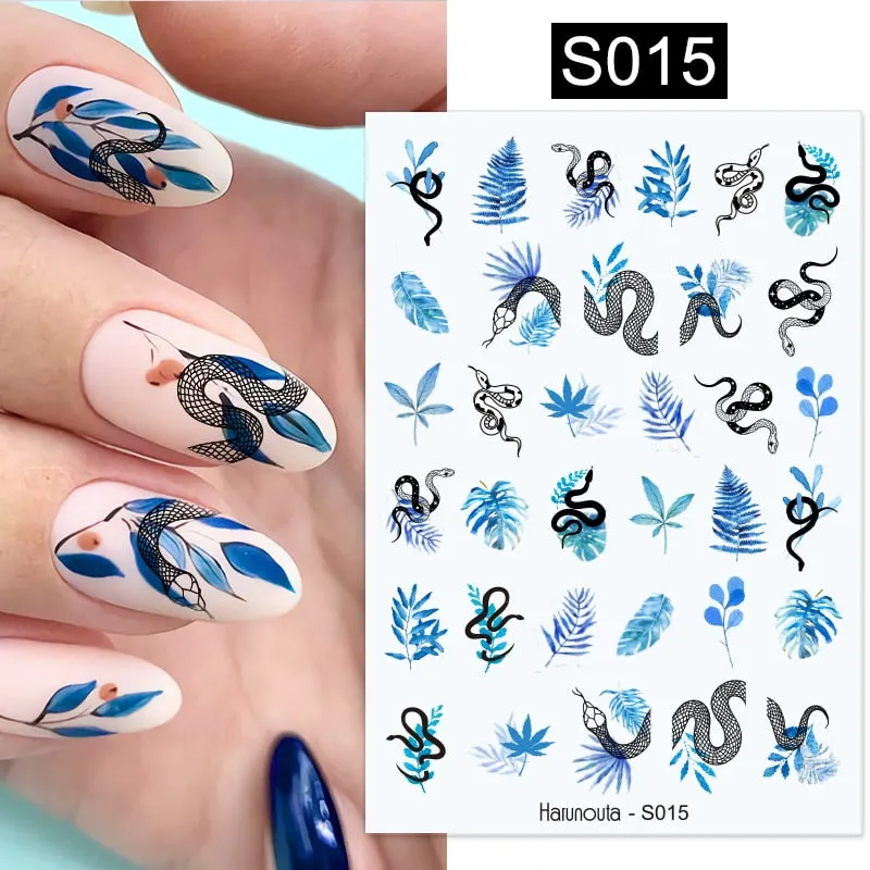 Geometric Lines Flowers Leaves 3D Nail Sticker Figure Woman Face Pattern Special Self Adhesive Nail Art Decals Manicures Sliders-Nail Inspo