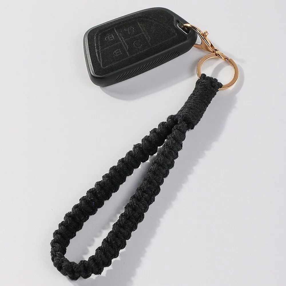 Macrame Wristlet Keychain Wall Hanging Key Chain Holder Boho Home Decor For Purse, Keys Phone Charm Gift For Friends