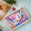 (US Local)Wooden Peach Blossom Peacock 5D DIY Diamond Painting Tray Art Craft with Handle
