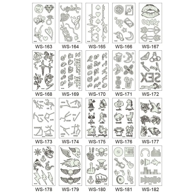 Luminous Tattoo Sticker Nightclub Bar Music Festival Carnival Tattoo Sticker Fluorescent Musical Note Glowing Cool Face Sticker