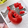 5/10 pi&egrave;ces Fourchettes &agrave; fruits en forme de coeur rouge en acier inoxydable