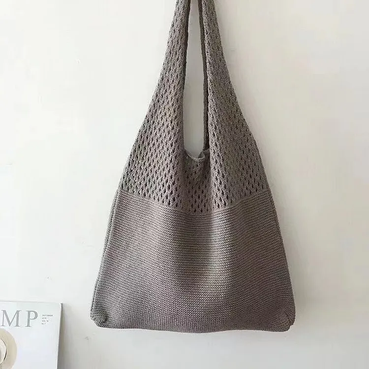 Retro Hollow Hand-Held Shoulder Knitted Wool Bag