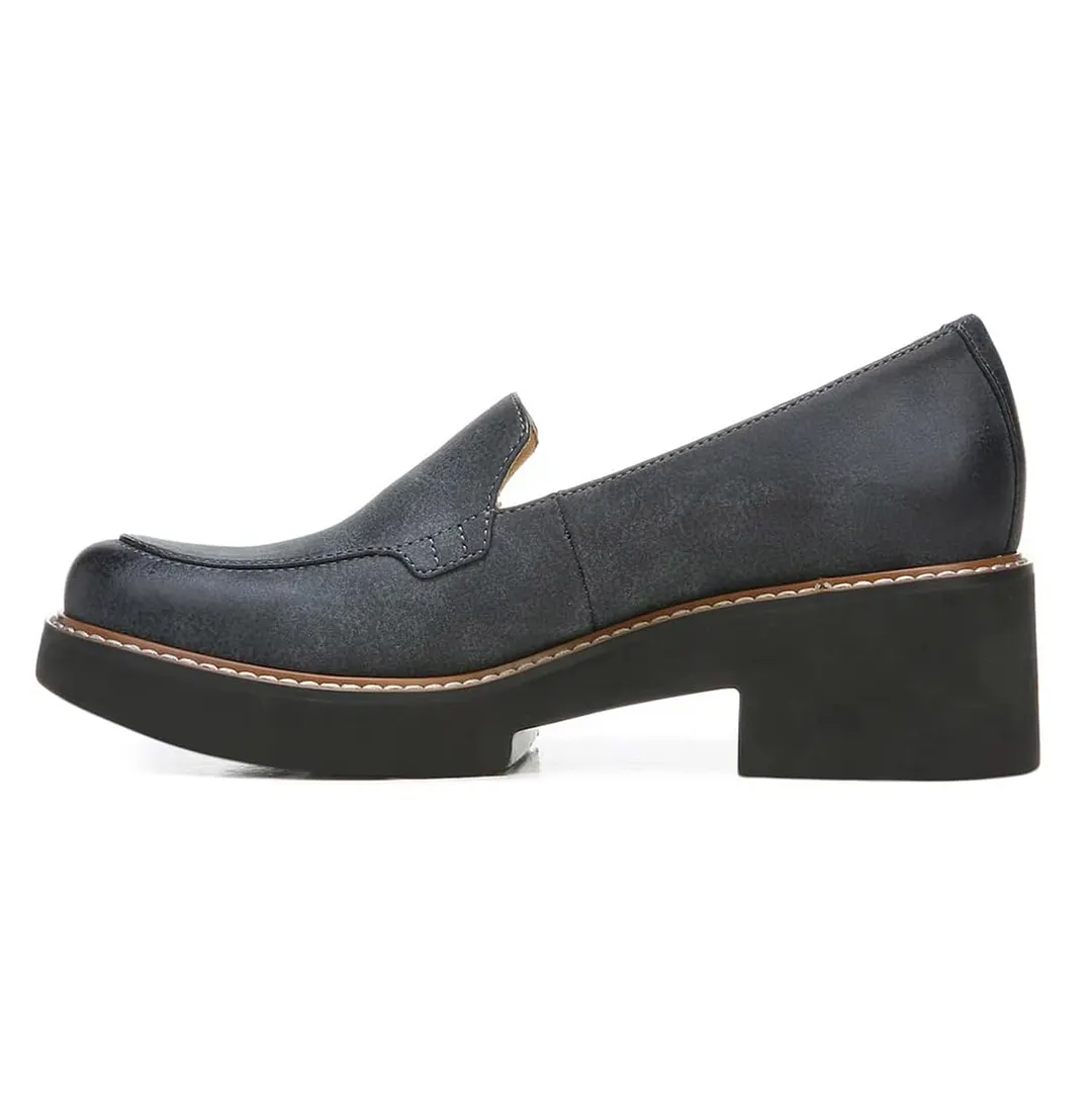 Simple Dark Grey Chunky Heel Round Toe Platform Loafers Women