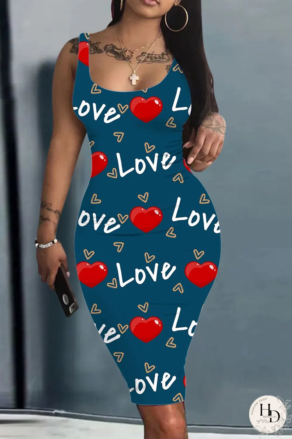 Light Brown Sexy Casual Print Basic U Neck Vest Dress Dresses