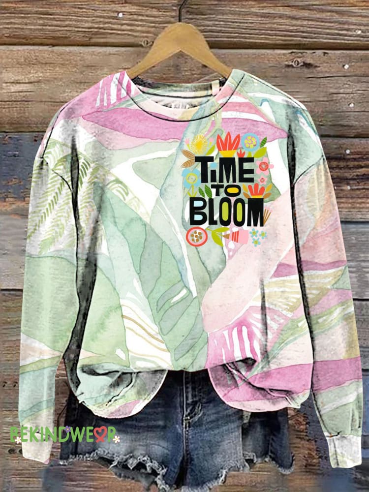 Time To Bloom Printed Casual Sweatshirt Multicolor / S