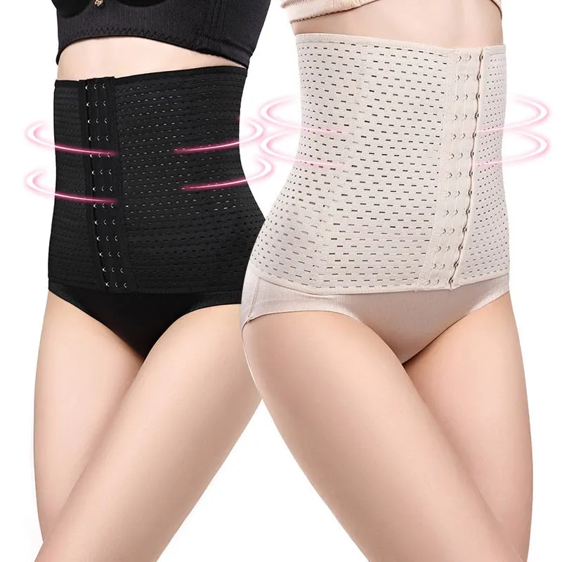 COLORIENTED Women Waist Cinchers Ladies Corset Shaper Band  Body Building Front Buckle Three Breasted Dropship Support