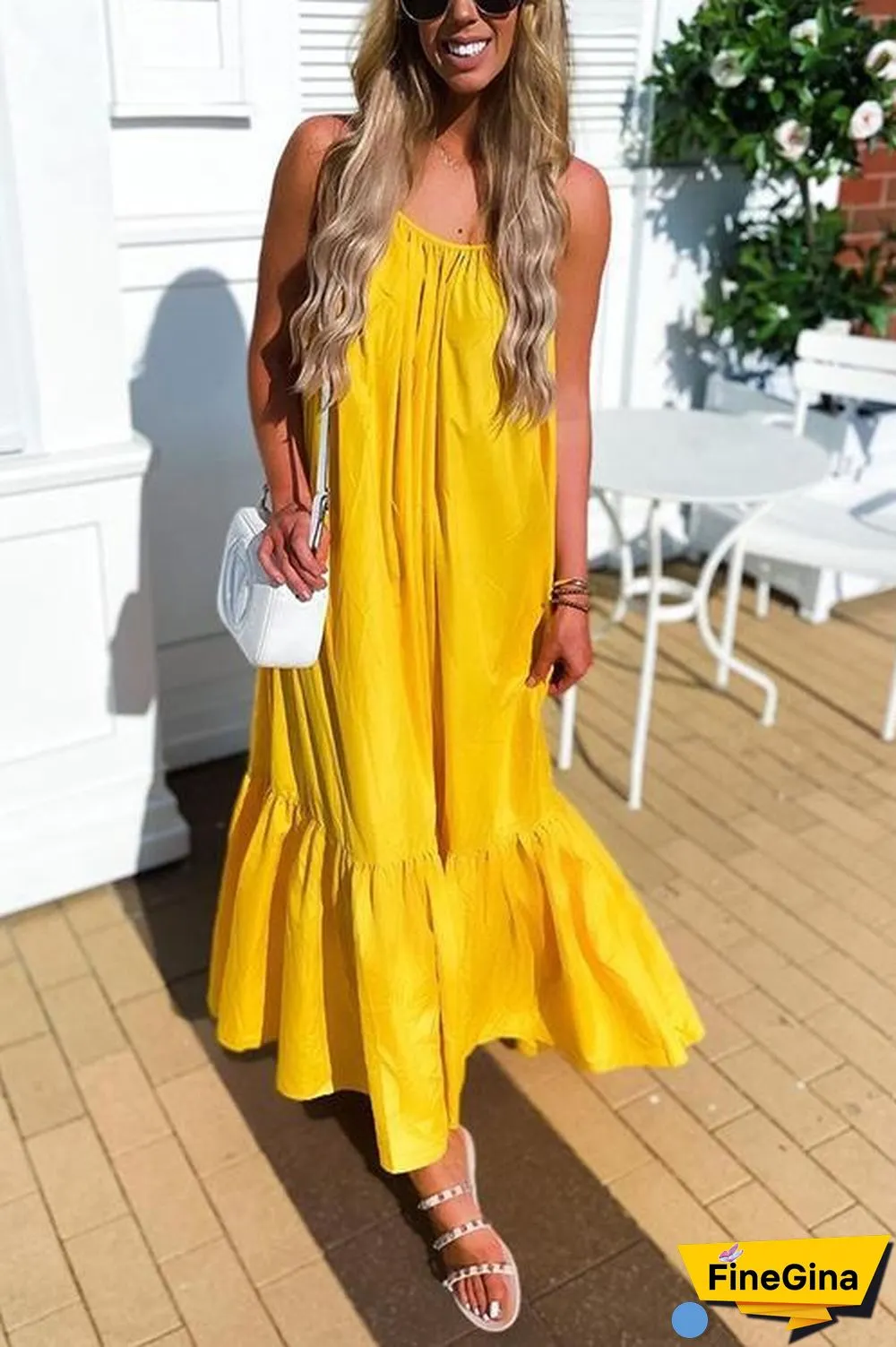 Ruffles Hem Slip Maxi Dress