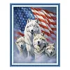 (US Local)Wolf  Flag-11CT Stamped Cross Stitch Kit(45x60cm)