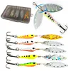 5Pcs Metal Spinner Spoon Fishing Lure with Treble Hooks Rotating Sequins Bait