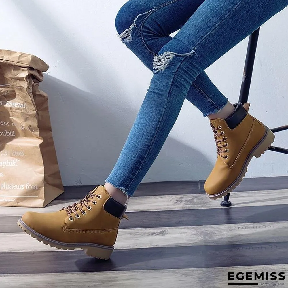 Autumn Early Winter Shoes Women Flat Heel Boots Fashion Keep warm Women's Boots Brand Woman Ankle Botas | EGEMISS